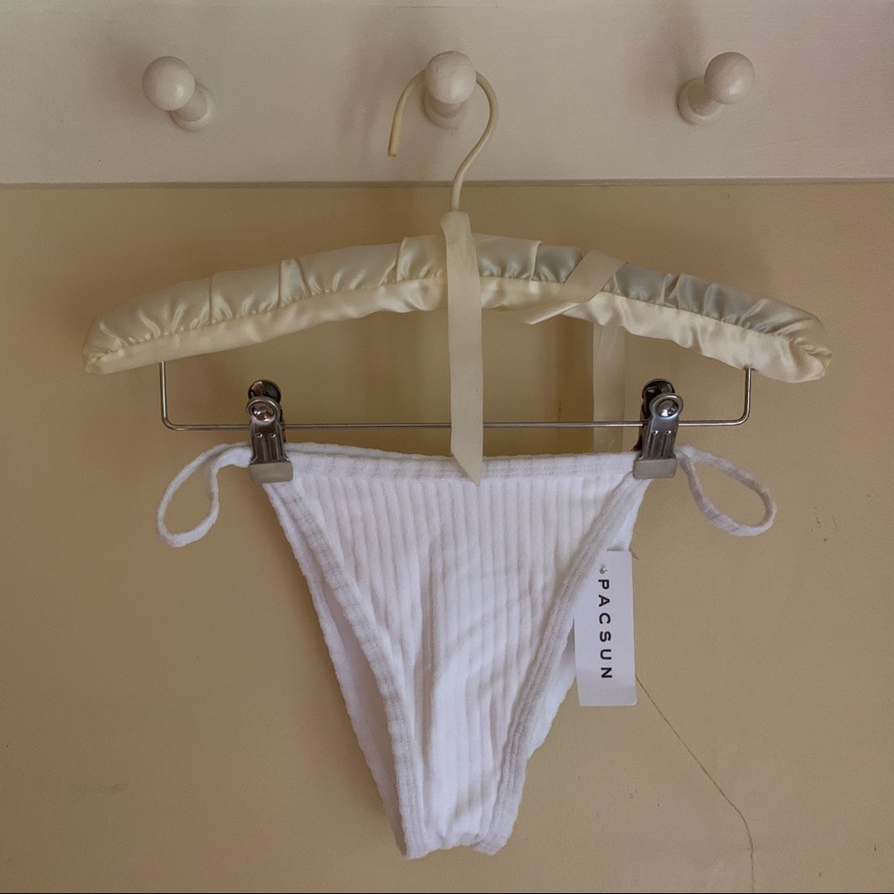 LA Hearts White London Terry Ribbed Bikini Bottom